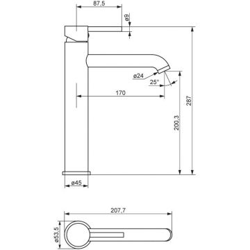 Смеситель для раковины Damixa (Дамикса) Scandinavian Pure, золото, высокий, 360250600