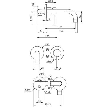 Встраиваемый смеситель для раковины Damixa (Дамикса) Scandinavian Pure, золото, 360260600