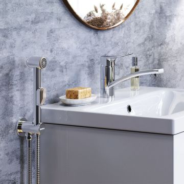 Смеситель Damixa (Дамикса) Jupiter хром, с поворотным изливом и гигиеническим душем, хром 770230001