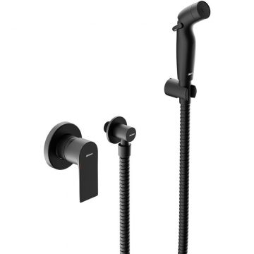 Смеситель Damixa (Дамикса) Apollo монтируемый в стену, с гигиеническим душем, черный, 477510300