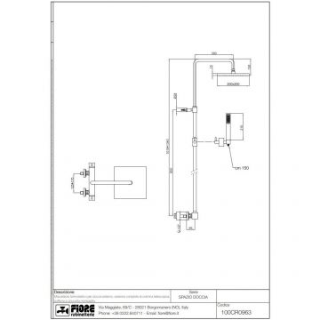 Душевая колонна Fiore (Фиоре) Kube, регулируемая по высоте 91-124 см: с квадратным верхним душем 20х20 см и термостатом, цвет белый матовый 100BB0963