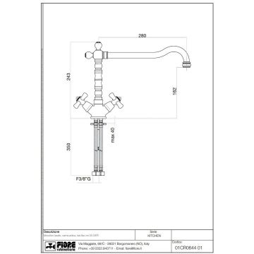 Смеситель для кухни Fiore (Фиоре) Margot Sky, двухвентильный, цвет хром - Swarovski 01CR0644