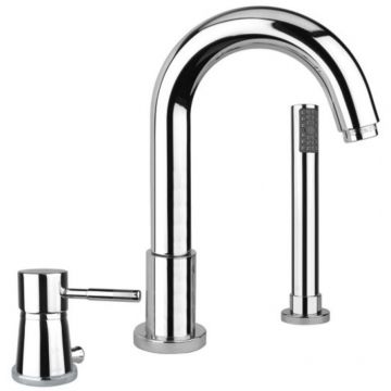 Смеситель на борт ванны Fiore (Фиоре) Xenon, (излив 13,5 см), на 3 отверстия, с набором для душа, цвет золото 44OO5155