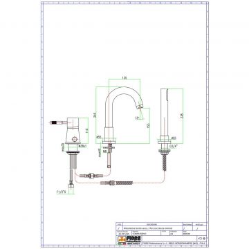 Смеситель на борт ванны Fiore (Фиоре) Xenon, (излив 13,5 см), на 3 отверстия, с набором для душа, цвет золото 44OO5155