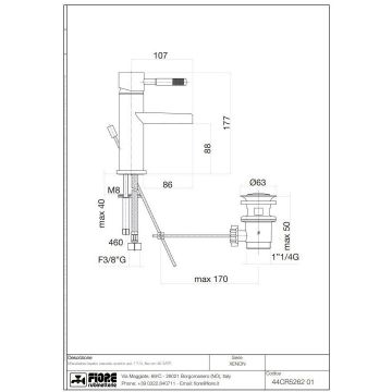 Смеситель для раковины Fiore (Фиоре) Xenon, однорычажный с каскадным изливом и донным клапаном, излив 107мм, цвет хром 44CR5262