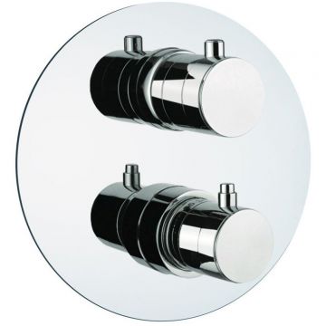 Смеситель для душа Fiore (Фиоре) X-Termo, встраиваемый в стену на 2 выхода, с термостатом (круглая панель и ручки), цвет хром 31CR0927