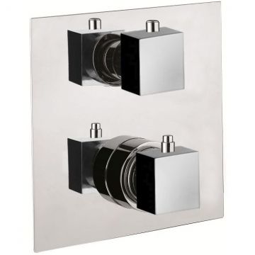 Смеситель для душа Fiore (Фиоре) X-Termo, встраиваемый в стену на 3 выхода, с термостатом (квадратная панель и ручки), цвет хром 31CR0914