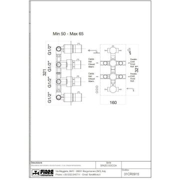 Смеситель для душа Fiore (Фиоре) X-Termo, встраиваемый в стену на 4 выхода, с термостатом (прямоугольная панель и круглые ручки), цвет золото 31OO0915