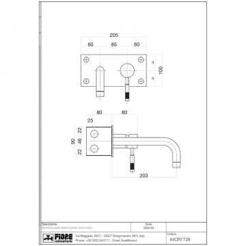 Смеситель для раковины Fiore (Фиоре) Xenon, встраиваемый в стену однорычажный, цвет золото 44OO7728