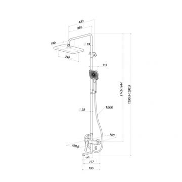 Душевая система IDDIS (ИДДИС) Parker с тропическим душем и изливом, черный матовый PARBL3Fi06