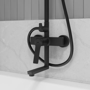 Душевая система IDDIS (ИДДИС) Parker с тропическим душем и изливом, черный матовый PARBL3Fi06