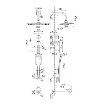 Душевая система IDDIS (ИДДИС) Slide с тропическим душем, ручным душем и изливом, черный матовый SLIBL03i68