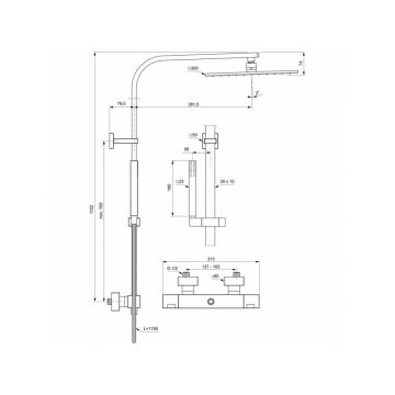 Душевая система Ideal (Идеал) Standard Ceratherm T100 в комплекте с термостатическим смесителем A7542AA хром
