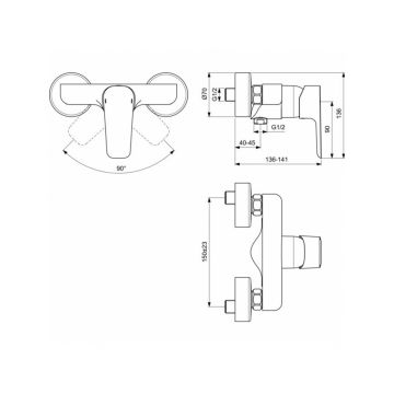Смеситель для душа Ideal (Идеал) Standard Ceraplan B0716AA хром