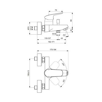 Смеситель для ванны Ideal (Идеал) Standard Ceraflex B1721AA хром