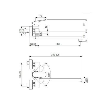 Смеситель для ванны Ideal (Идеал) Standard Ceraflex B1741AA хром