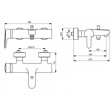 Смеситель для ванны Ideal (Идеал) Standard Connect B9921AA хром