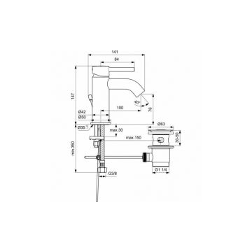 Смеситель для раковины Ideal (Идеал) Standard Ceraline BC193XG Черный шелк