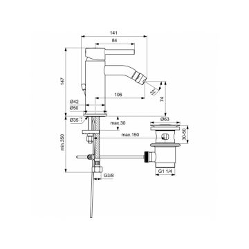 Смеситель для раковины Ideal (Идеал) Standard Ceraline BC197XG Черный шелк