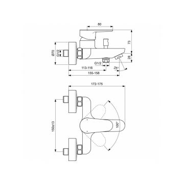 Смеситель для ванны Ideal (Идеал) Standard Cerafine O BC500XG Черный шелк