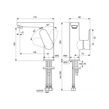 Смеситель для раковины Ideal (Идеал) Standard Cerafine O BC555AA хром