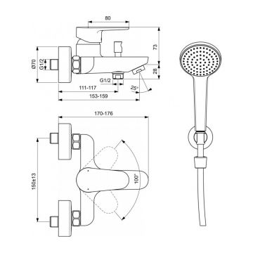Смеситель для ванны Ideal (Идеал) Standard Cerafine O BC706XG Черный шелк