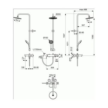 Душевая система Ideal (Идеал) Standard Cerafine O BC749XG Черный шелк