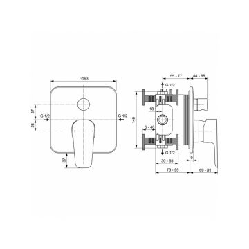 Смеситель для душа Ideal (Идеал) Standard скрытого монтажа A7348AA хром