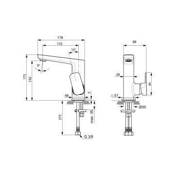 Смеситель для раковины Ideal (Идеал) Standard Tonic II A6333AA хром