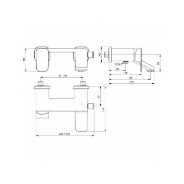 Смеситель для ванн Ideal (Идеал) Standard Tonic II A6338AA хром