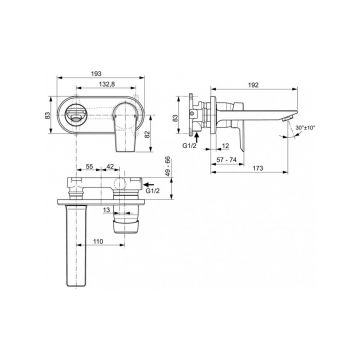 Смеситель для раковины Ideal (Идеал) Standard Tesi скрытого монтажа A6578AA хром