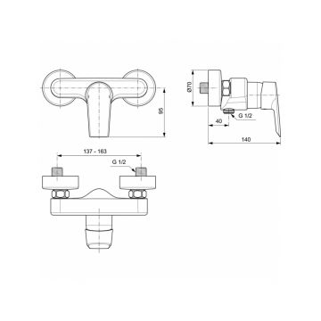 Смеситель для душа Ideal (Идеал) Standard Tesi A6581AA хром