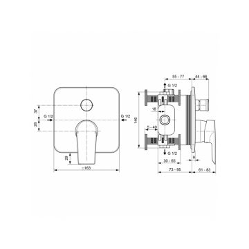 Смеситель для душа Ideal (Идеал) Standard Tesi скрытого монтажа A6586AA хром