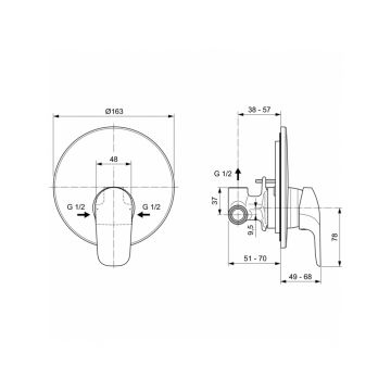 Смеситель для душа Ideal (Идеал) Standard Ceraflex скрытого монтажа A6757AA хром