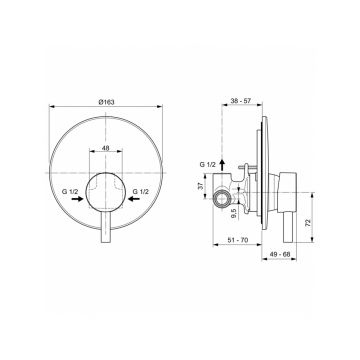 Смеситель для душа Ideal (Идеал) Standard Ceraline скрытого монтажа A6940AA хром