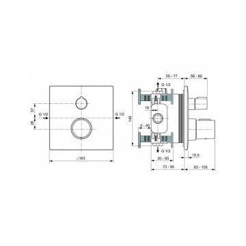 Смеситель для душа Ideal (Идеал) Standard Ceratherm C100 термостатический скрытого монтажа A6956A2 Шлифованное Золото