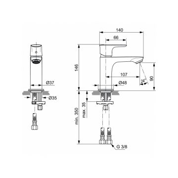 Смеситель для раковины Ideal (Идеал) Standard Connect Air A7010AA хром