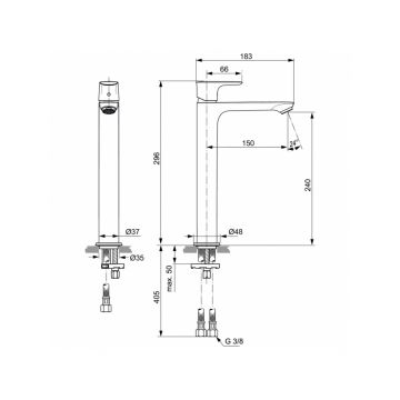 Смеситель для раковины Ideal (Идеал) Standard Connect Air A7027A2 Шлифованное Золото