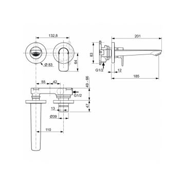 Смеситель для раковины Ideal (Идеал) Standard Connect Air скрытого монтажа A7029A5 Магнит