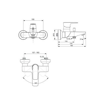 Смеситель для ванны Ideal (Идеал) Standard Connect Air A7033A5 Магнит