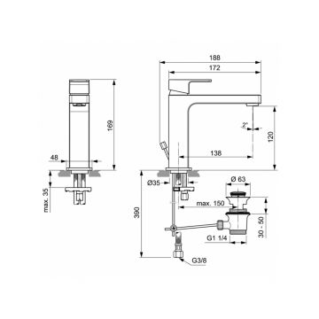 Смеситель для раковины Ideal (Идеал) Standard Edge A7106AA хром