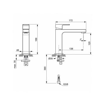 Смеситель для раковины Ideal (Идеал) Standard Edge A7108AA хром