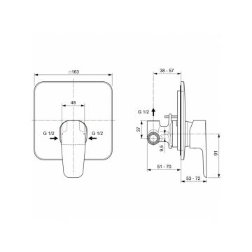 Смеситель для душа Ideal (Идеал) Standard Cerafine D скрытого монтажа A7188AA хром