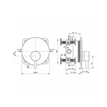 Смеситель для душа Ideal (Идеал) Standard Ceraline скрытого монтажа A7388XG Черный шелк