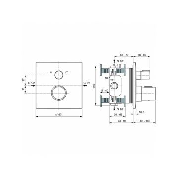 Смеситель для душа Ideal (Идеал) Standard Ceratherm T100 термостатический A7522XG Черный шелк