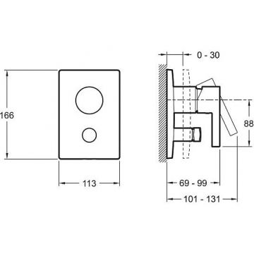 Смеситель для ванны с душем Jacob Delafon (Якоб Делафон) Stillness E98723-CP (внешняя часть), хром