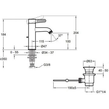 Смеситель для раковины Jacob Delafon (Якоб Делафон) Nouvelle Vague E78335-CAT, хром