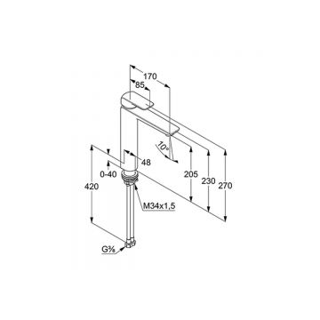 Смеситель для раковины Kludi (Клуди) Ameo 412960575, хром