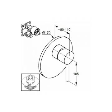 Смеситель для душа Kludi (Клуди) Bozz 38655N076 скрытого монтажа, брашированное золото