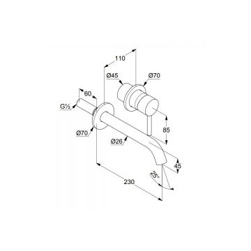 Смеситель для раковины Kludi (Клуди) Bozz 38245N076 скрытого монтажа, брашированное золото